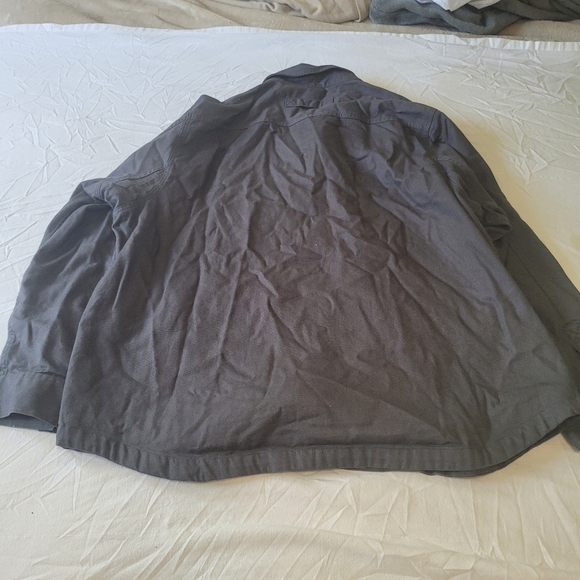 Duluth Trading Jacket Men 2XL Gray Long Sleeve Canvas Flannel Lined Coat Pockets - Picture 9 of 9